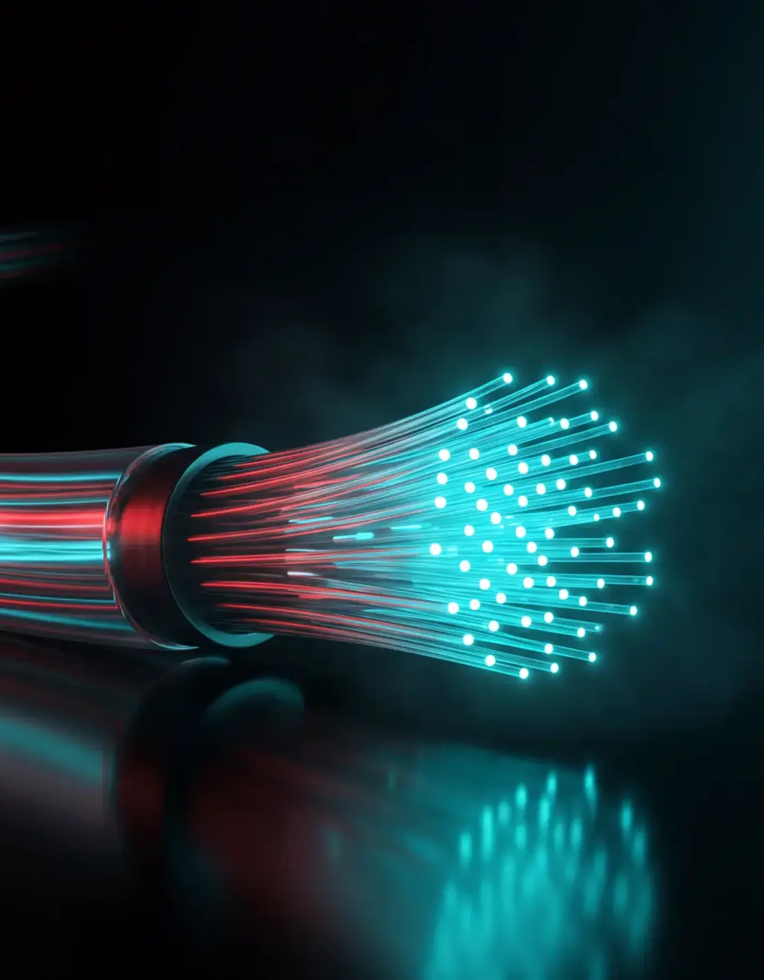 Fibre optic cable with glowing fibres